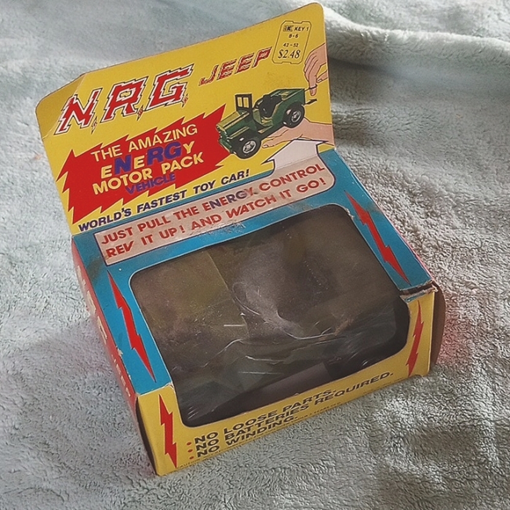 N.R.G Vintage military (Pull Cord) toy Jeep (In The Original Box) Hong Kong